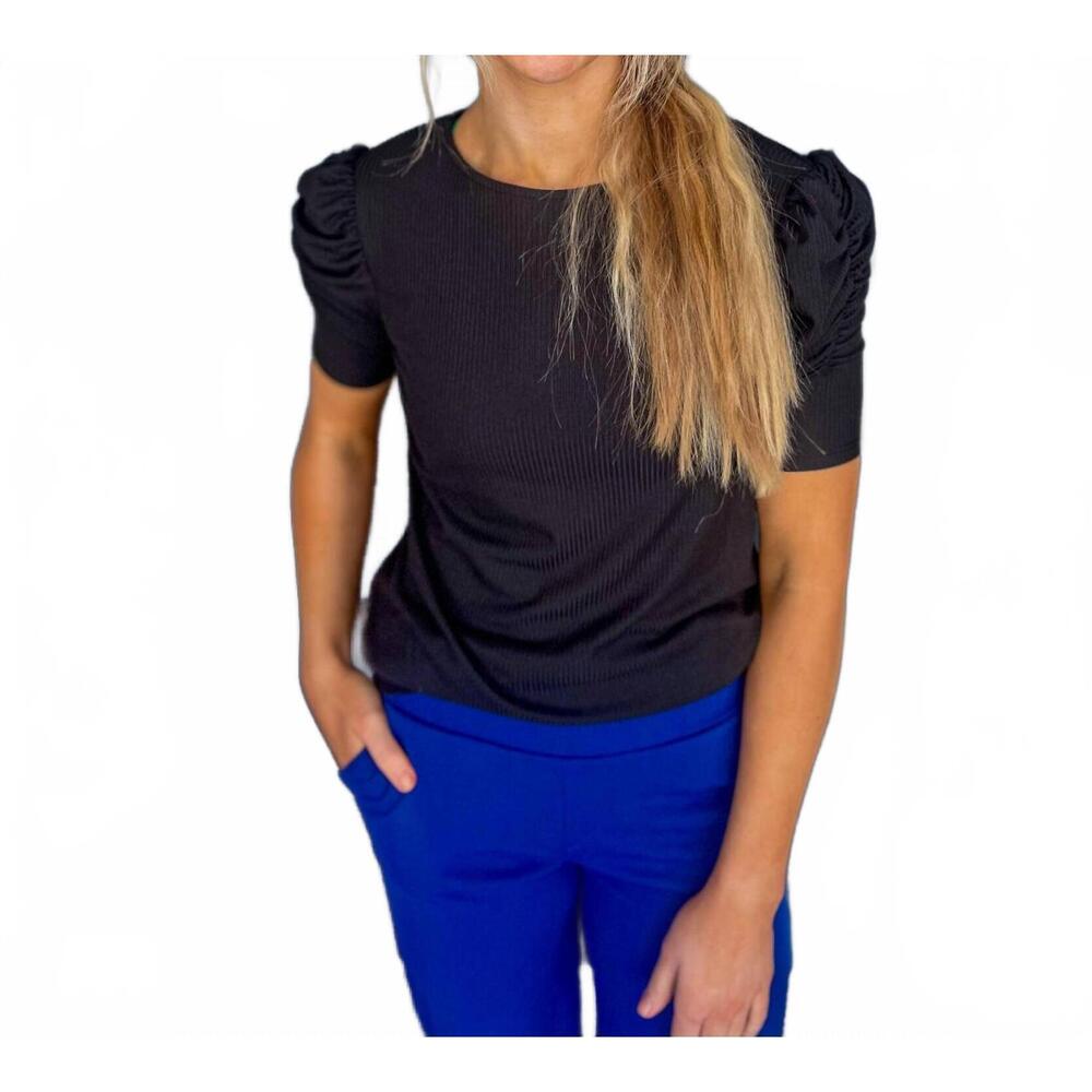 NEW HEIMISH USA avery ruched sleeves top in black
